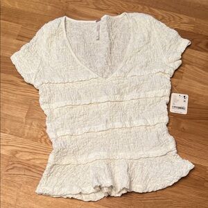 Free People Ivory Short Sleeve Top